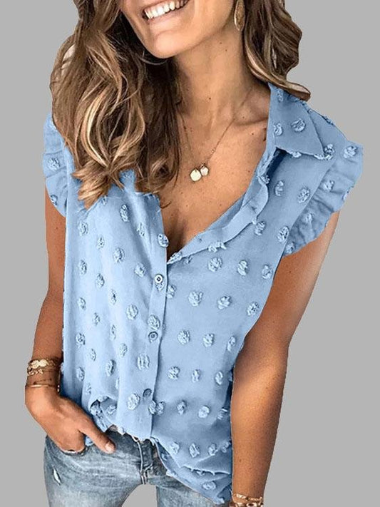 Lapel Sleeveless Solid Color Button Blouses - LuckyFash™