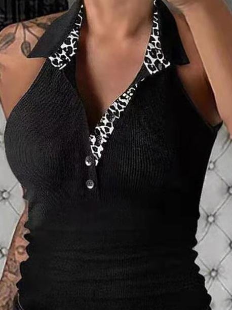 Lapel Slim-fit  Sleeveless Tank Top - LuckyFash™