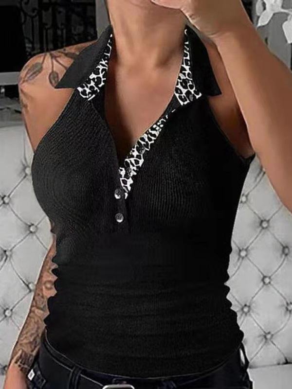 Lapel Slim-fit  Sleeveless Tank Top - LuckyFash™