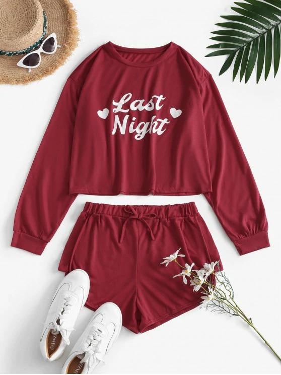 Last Night Graphic Long Sleeve Co Ord Set - LuckyFash™