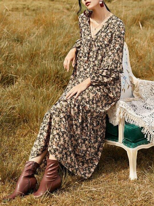 Layered Ruffle Allover Floral Smock Dress - LuckyFash™