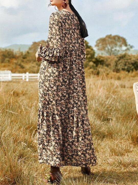 Layered Ruffle Allover Floral Smock Dress - LuckyFash™