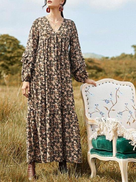 Layered Ruffle Allover Floral Smock Dress - LuckyFash™