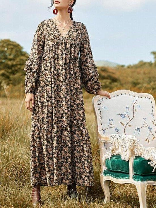 Layered Ruffle Allover Floral Smock Dress - LuckyFash™