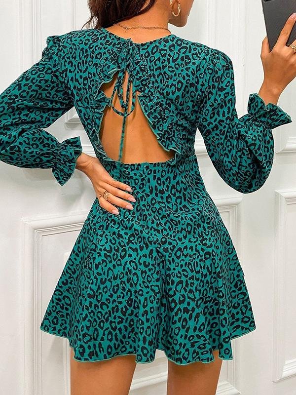 Layered Ruffle Hem Leopard Dress - LuckyFash™