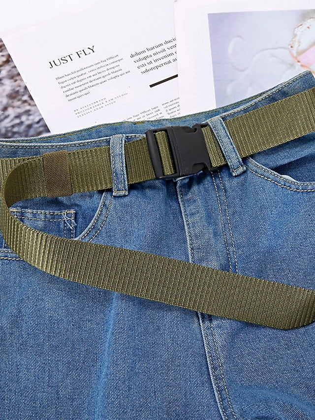 Men's Women's Web Belt Canvas Plastic Buckle Plain Classic Casual Work Daily Black Blue Green Coffee - LuckyFash™