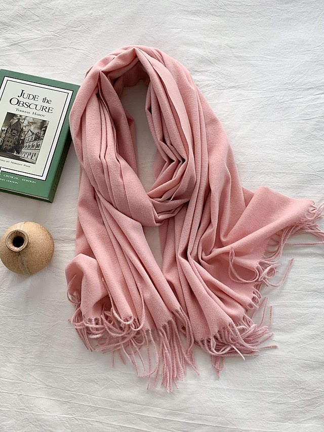 Women's Women's Shawls & Wraps Party Black Scarf Pure Color / Basic / Green / Khaki / Fall / Winter - LuckyFash™