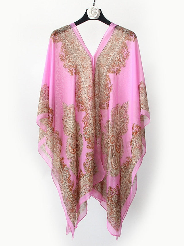 Fashion Women Scarf Shawl Poncho Printed Sunscreen Scarf Sun Protection Shawl Beach Shawl Bikini Cover Soft Comfortable - LuckyFash™