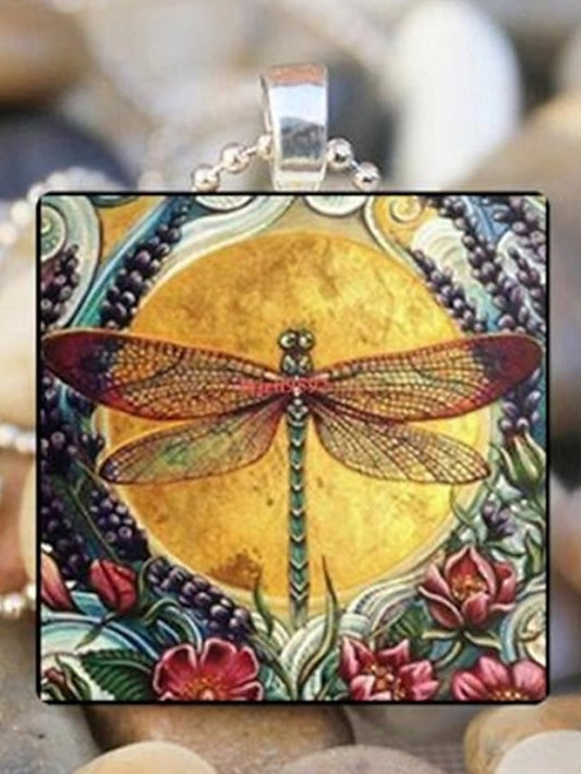 Women's necklace Vintage Street Style & Glass Insect Pendant Necklace for Women / Dragonfly / Blue / Green / Yellow - LuckyFash™