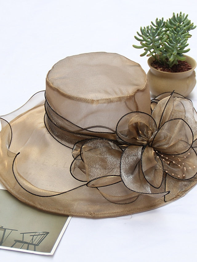Women's Party Hat Party Wedding Special Occasion Flower Solid Color Wine Black Hat / White / Fall / Winter / Spring / Summer - LuckyFash™