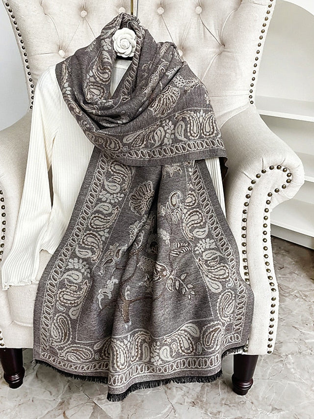 Women's Women's Shawls & Wraps Outdoor Dailywear Holiday Wine Red Pink Scarf Floral - LuckyFash™