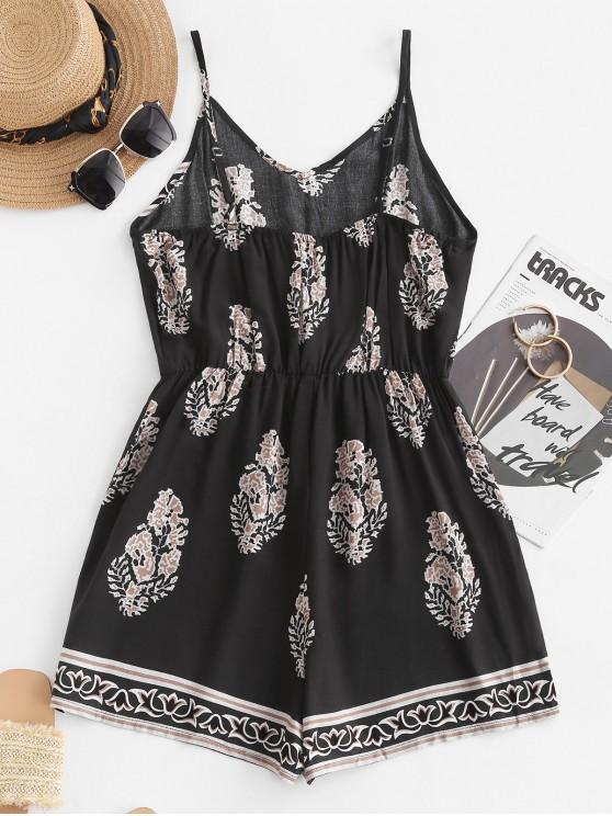 Leaf Print Wide Leg Cami Romper - LuckyFash™