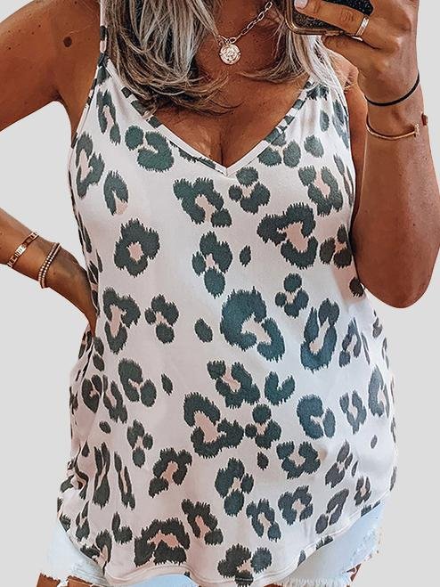 Leopard And Zebra Printed V-Neck Casual Tank Tops - LuckyFash™