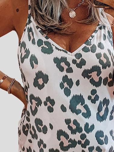 Leopard And Zebra Printed V-Neck Casual Tank Tops - LuckyFash™