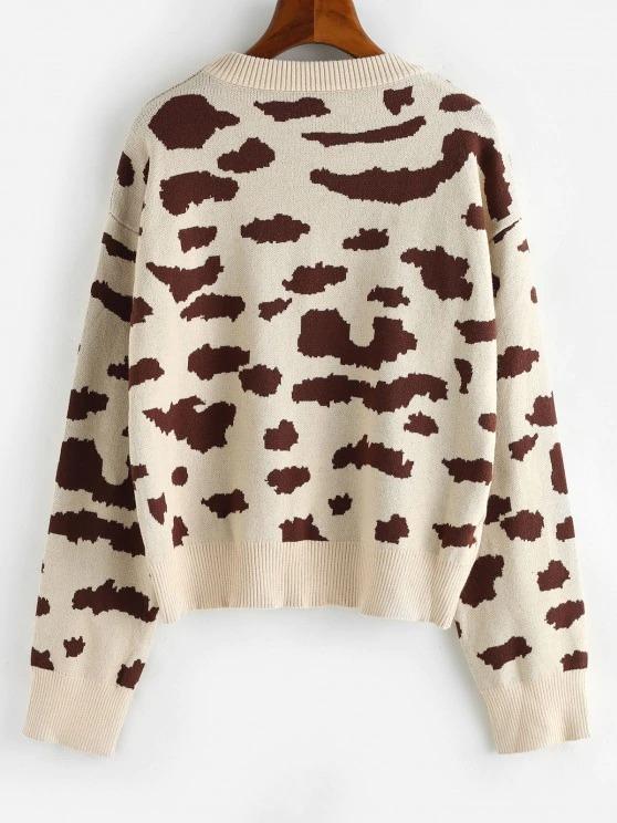 Leopard Animal Print Drop Shoulder Sweater - LuckyFash™
