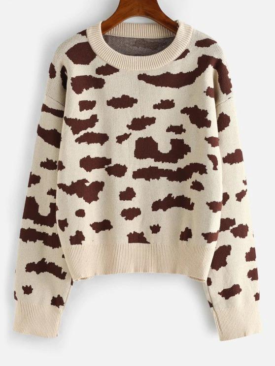 Leopard Animal Print Drop Shoulder Sweater - LuckyFash™