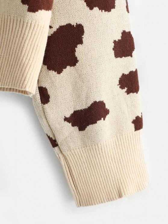 Leopard Animal Print Drop Shoulder Sweater - LuckyFash™