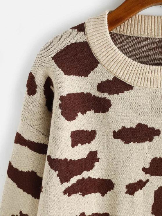 Leopard Animal Print Drop Shoulder Sweater - LuckyFash™