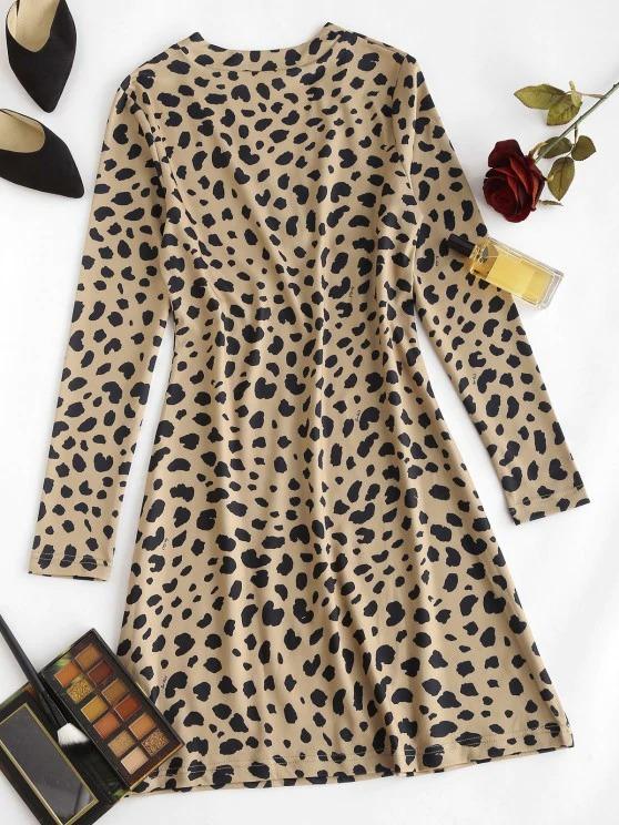 Leopard Animal Print Long Sleeve Tight Dress - LuckyFash™
