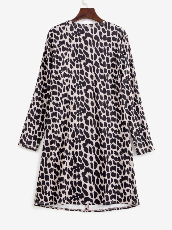 Leopard Animal Print Pocket Open Tunic Cardigan - LuckyFash™