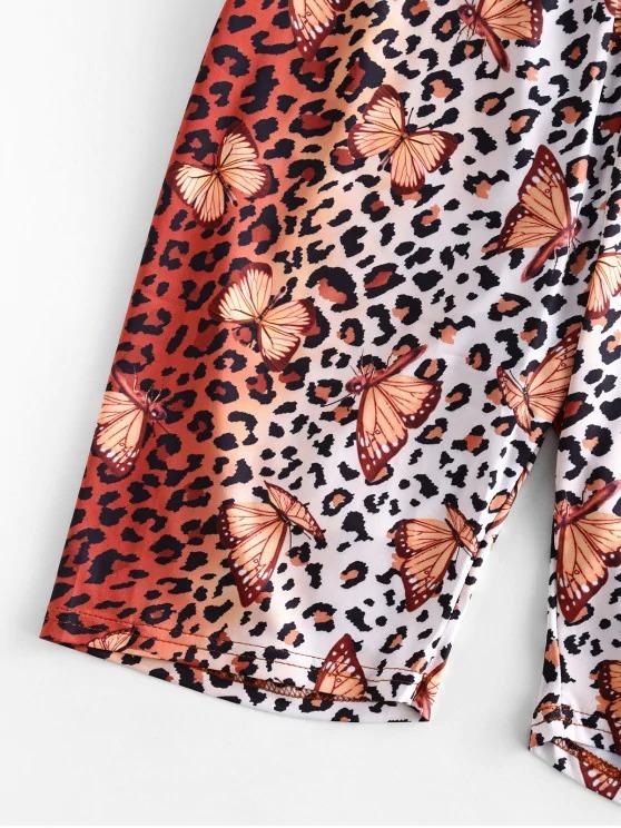 Leopard Butterfly High Waisted Biker Shorts - LuckyFash™