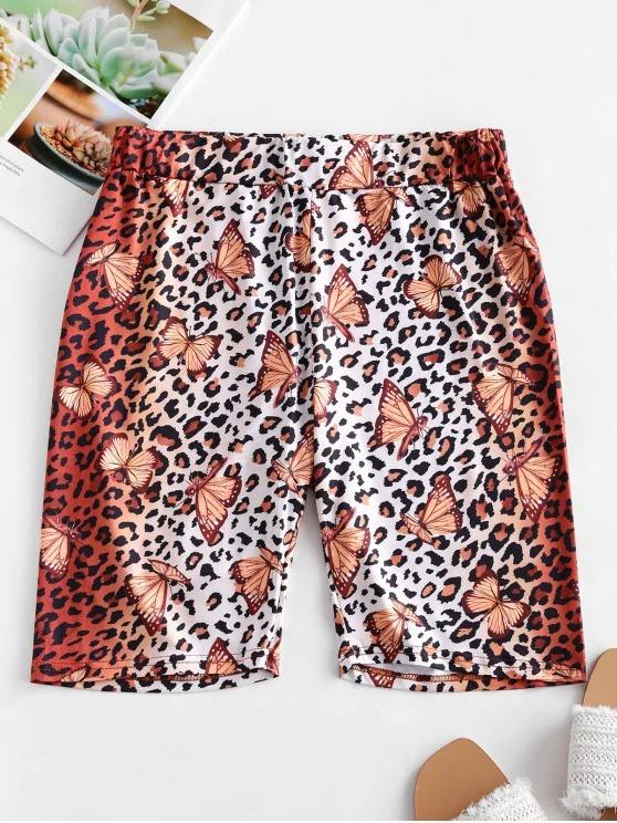 Leopard Butterfly High Waisted Biker Shorts - LuckyFash™