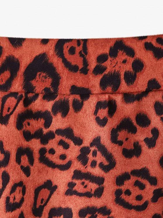 Leopard Faux Suede Pull Ring Zip Skirt - LuckyFash™