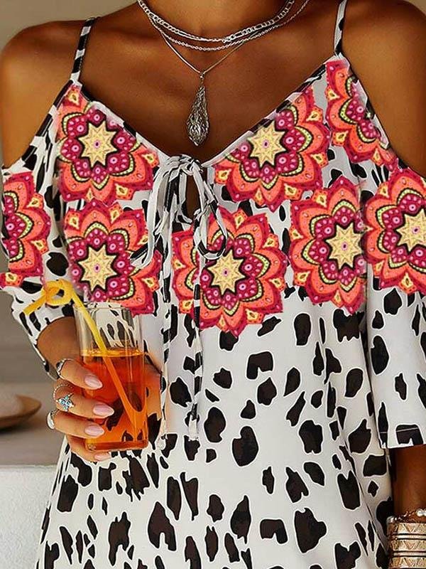 Leopard Floral Ruffle Cami Mini Dress - LuckyFash™