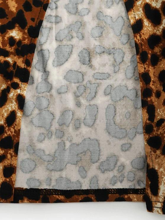 Leopard Full Zip Off Shoulder Long Sleeve Dress - LuckyFash™