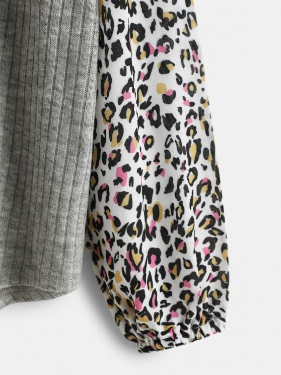 Leopard Insert Drop Shoulder Button Up Top - LuckyFash™