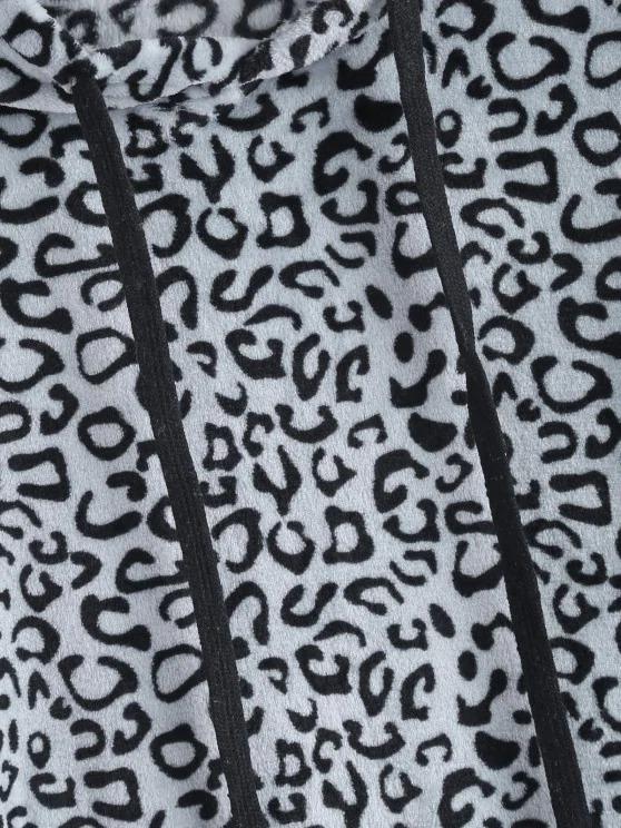 Leopard Kangaroo Pocket Plush Faux Fur Hoodie - LuckyFash™