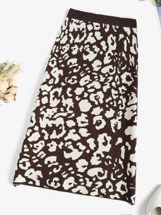 Leopard Knit Sheath Midi Skirt - LuckyFash™