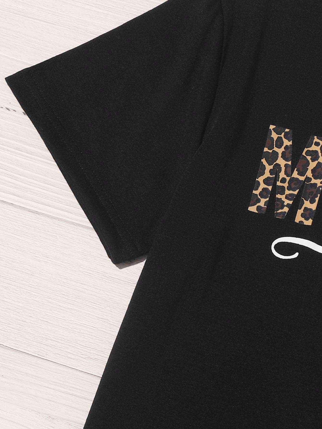 Leopard & Letter Graphic Tee - LuckyFash™