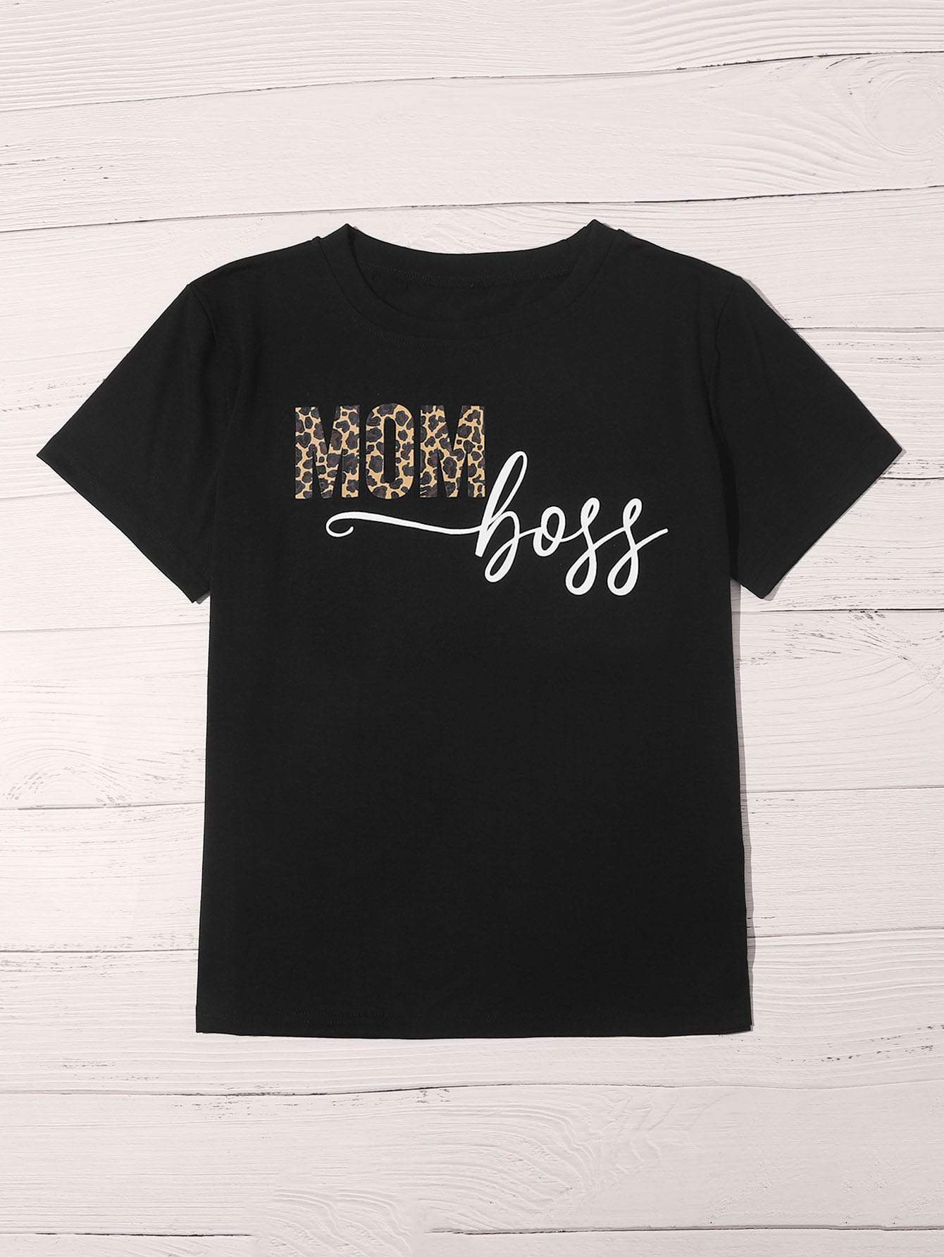 Leopard & Letter Graphic Tee - LuckyFash™
