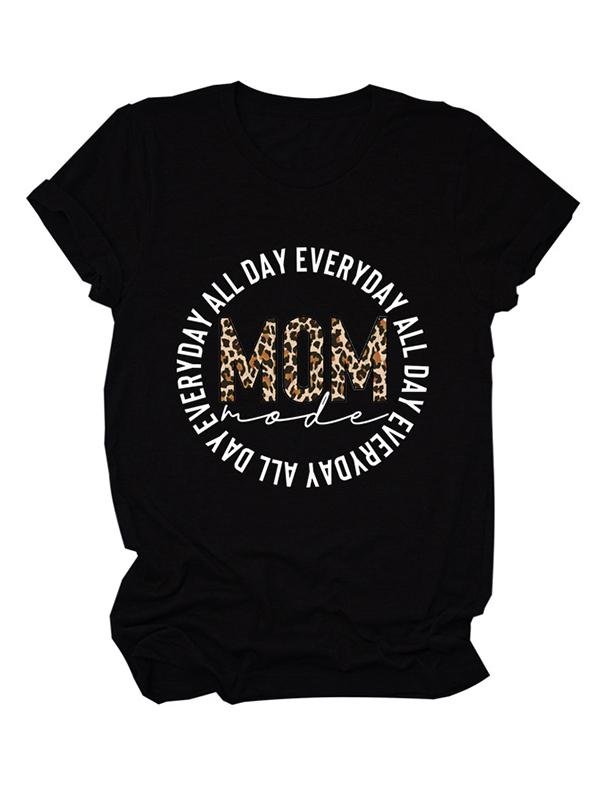 Leopard Letter Print Cute Pullover T-shirt - LuckyFash™