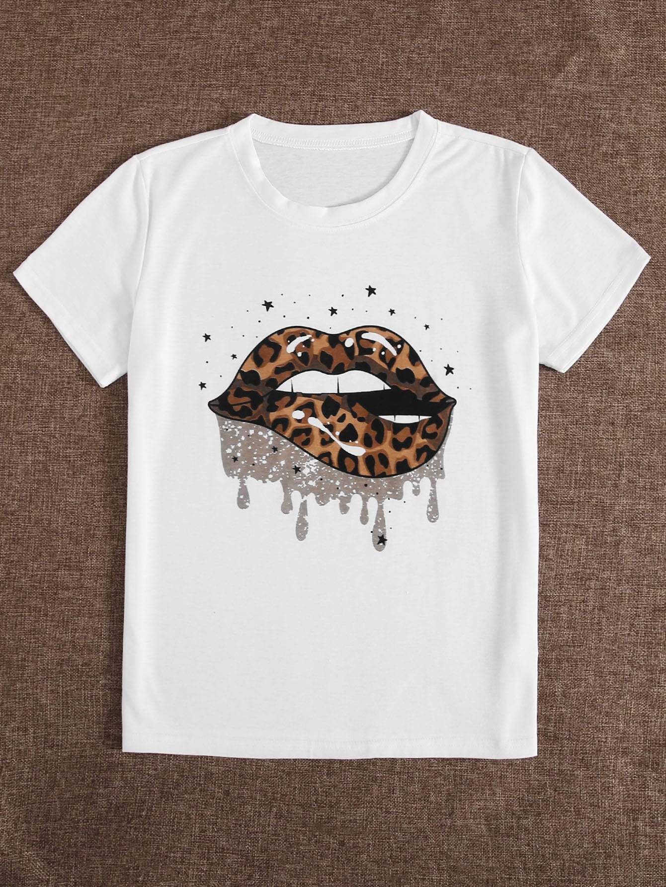 Leopard Lip Print Short Sleeve Tee - LuckyFash™