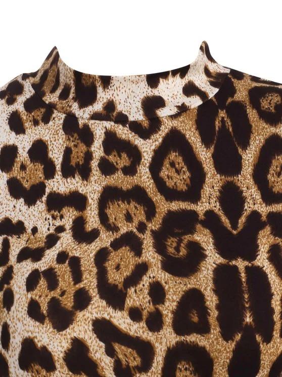 Leopard Mock Neck Long Sleeve Bodycon Dress - LuckyFash™
