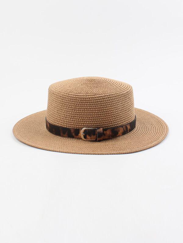 Leopard Pattern Band Decor Straw Hat - LuckyFash™