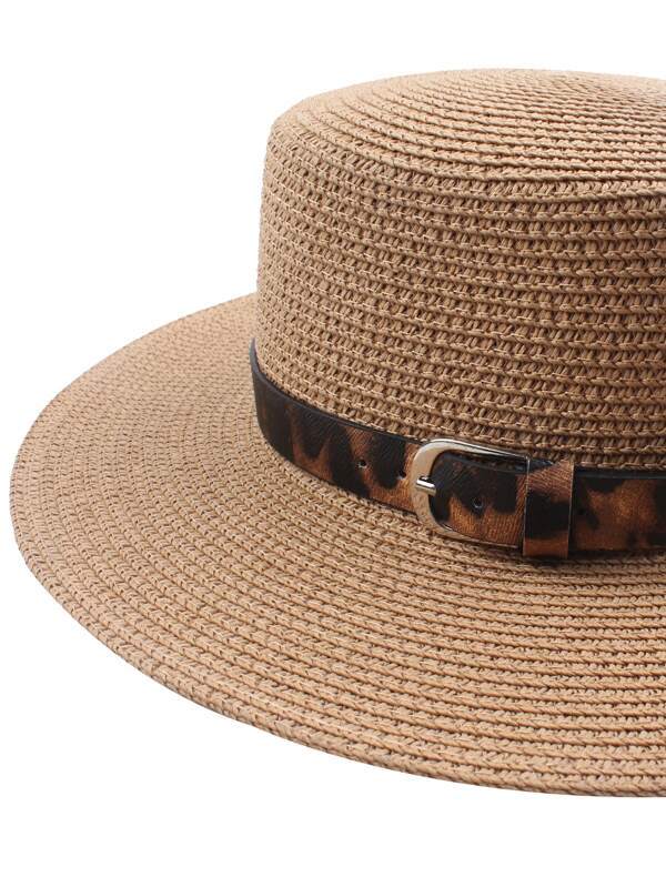 Leopard Pattern Band Decor Straw Hat - LuckyFash™