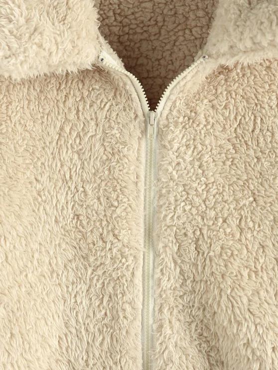 Leopard Pocket Zip Faux Fur Teddy Coat - LuckyFash™