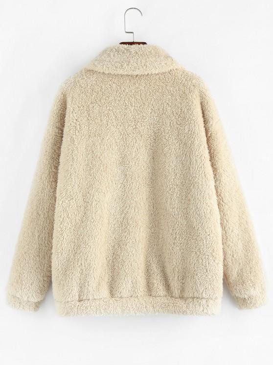 Leopard Pocket Zip Faux Fur Teddy Coat - LuckyFash™