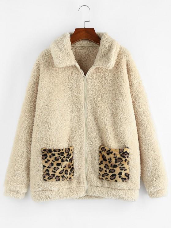 Leopard Pocket Zip Faux Fur Teddy Coat - LuckyFash™