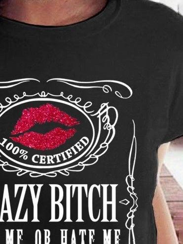 Letter Print Round Neck Short Sleeve Women T-shirt - LuckyFash™