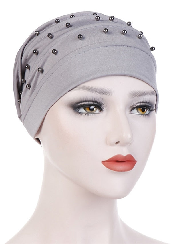 Fashion Muslim Women Turban Scarf Pearl Fold Turban Hat Cancer Chemo Beanies Cap Islamic Wrap Headscarf Musulman Femme Hijab Hair Accessories - LuckyFash™