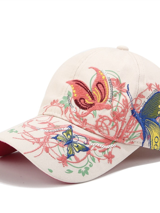 Women's Hat Baseball Cap Black Blue Pink Outdoor Street Dailywear Embroidery Animal Embroidered Flower Windproof Comfort Breathable - LuckyFash™