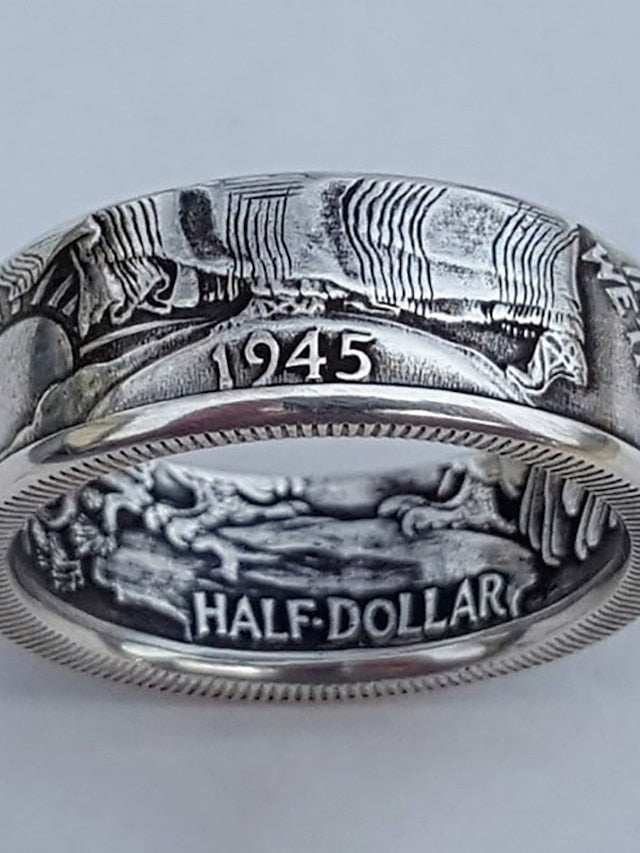 women   antique coin morgan ring  hot style dollar engraving 1945 ring - LuckyFash™
