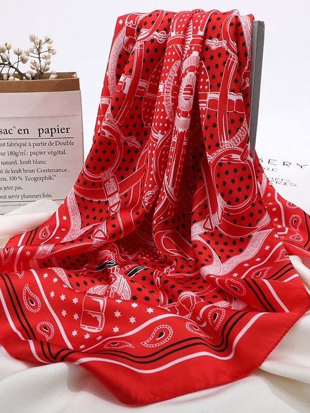 Square Silk Scarf Women Satin Print Hijab Scarves Muslim Bandana Female Shawl Wrap Headband Foulard 70*70cm - LuckyFash™