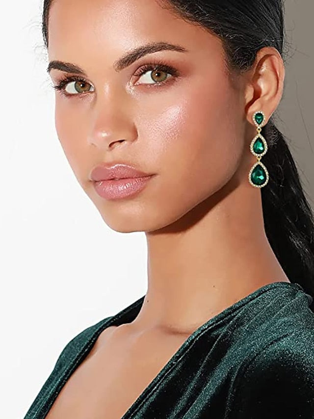 1 Pair Crystal Teardrop Pear Shape Earrings For Women's Party Evening Mother's Day Acrylic Rhinestone Alloy - LuckyFash™