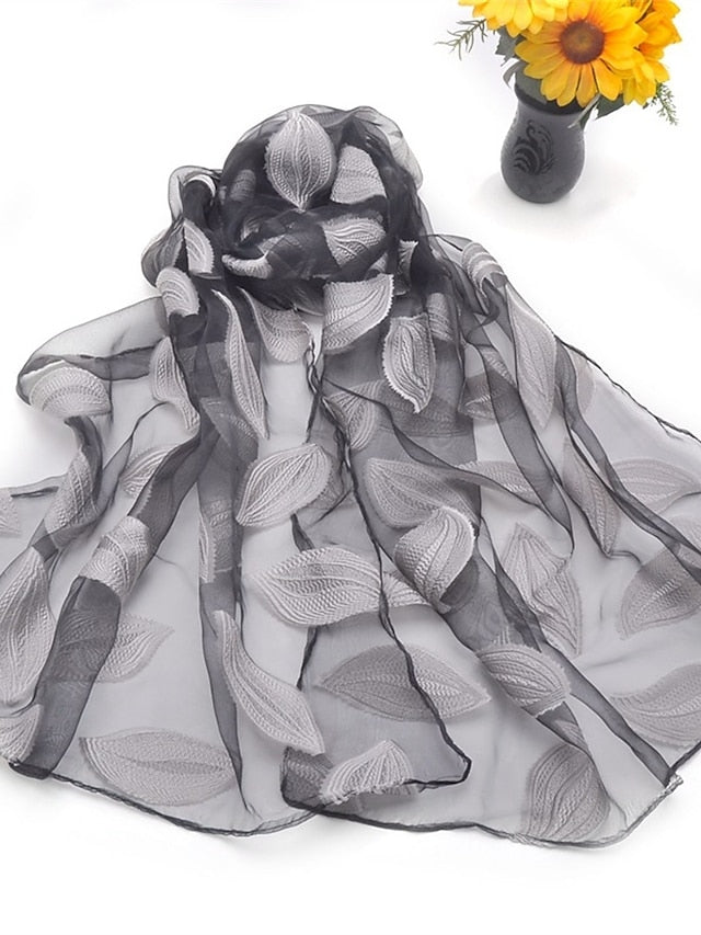 Women's Women's Shawls & Wraps Street Daily Date Wine Green Scarf Florals / Party / Silk / Cute / Fall / Winter - LuckyFash™