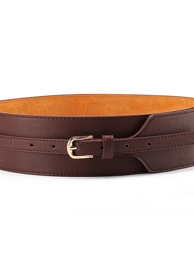 Women's Wide Belt Party Wedding Street Daily Black Red Belt Pure Color Brown Fall Winter Spring Summer - LuckyFash™